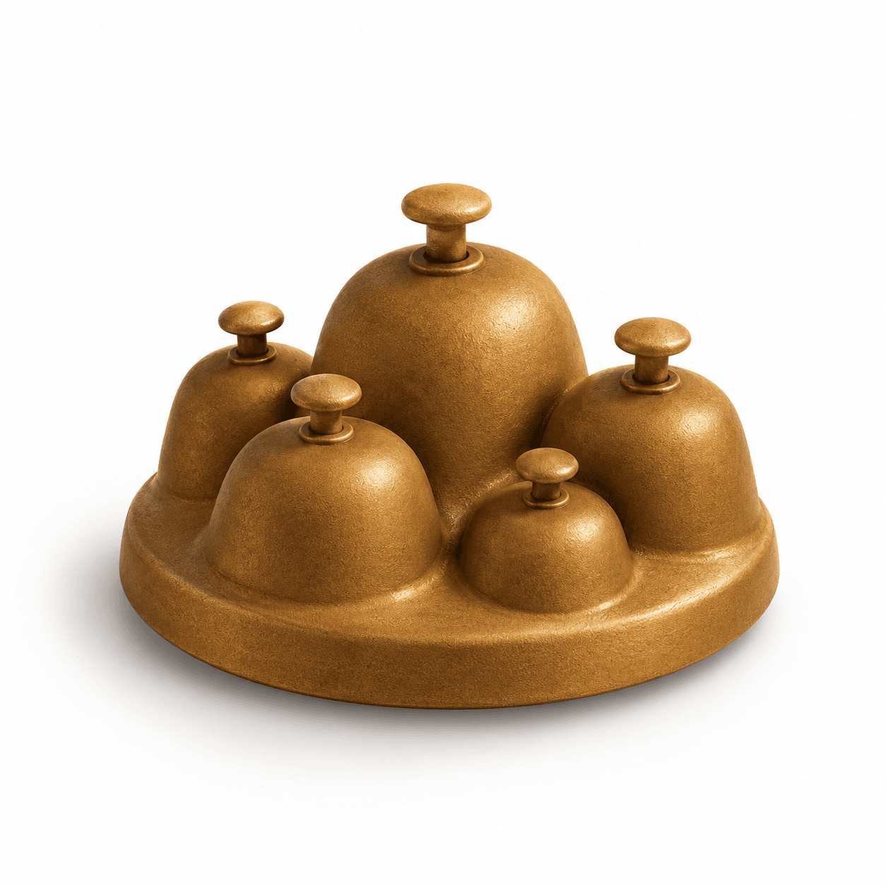 A brass counter bell with five fused domes